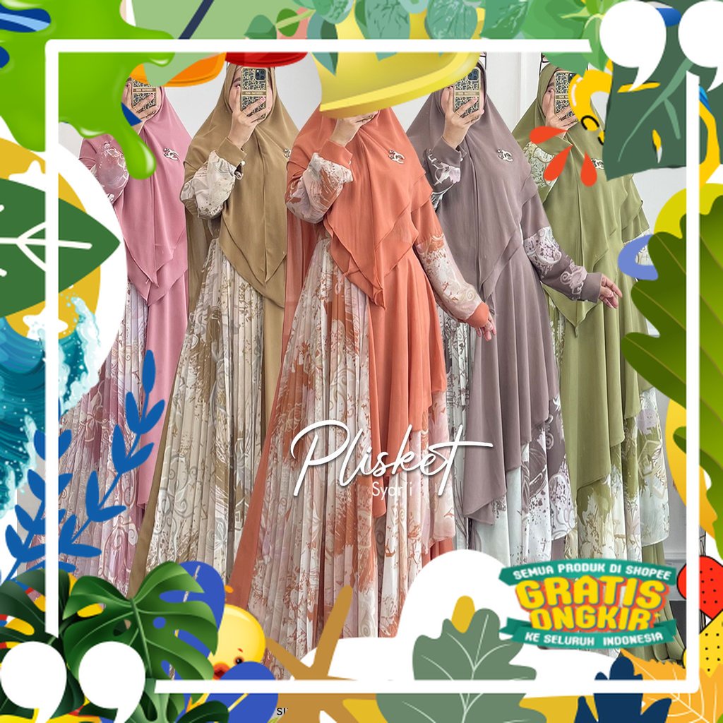 MAHDIYA OUTFIT - GAMIS PLISKET SYARI. BUSUI NO HIJAB - GAUN PESTA MUSLIMAH MEWAH ADEM/ solat sholat 