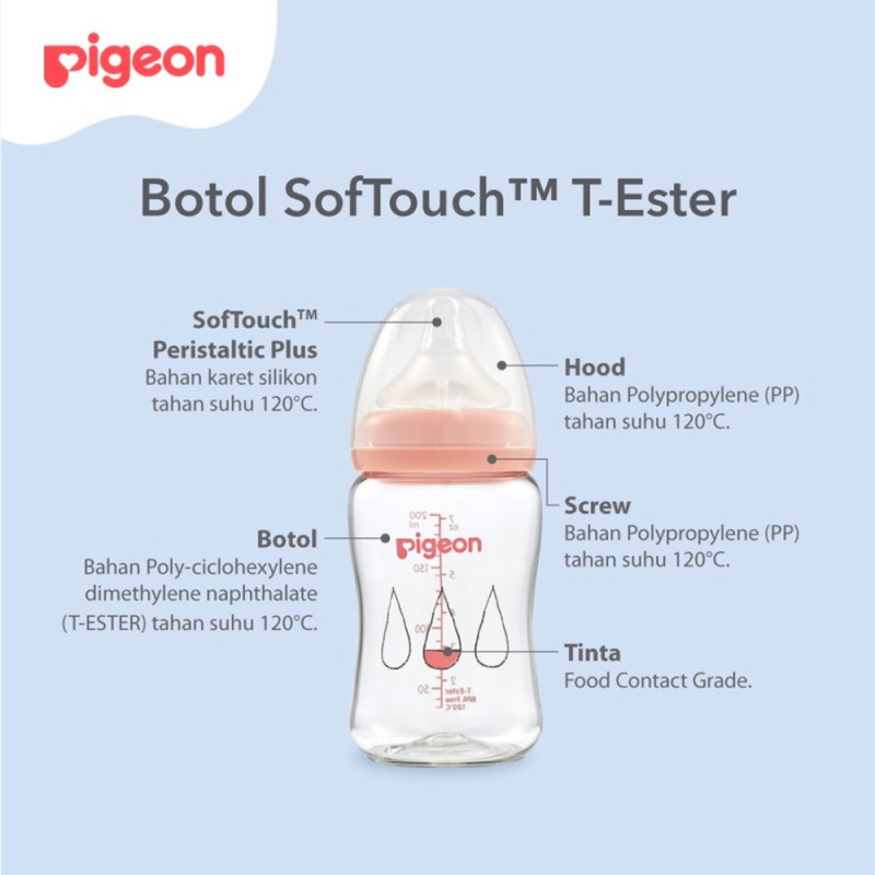 Pigeon T-Ester Bottle Wide Neck Botol Susu Bayi - 200 ml