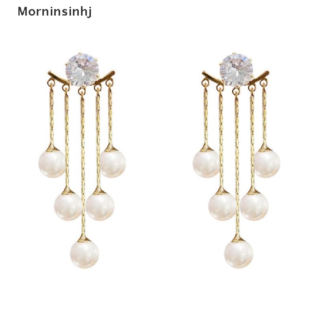 Mornin Anting Rumbai Mutiara Zirkon Yang Indah Perhiasan Gaya Korea Tassel Drop Earrings id