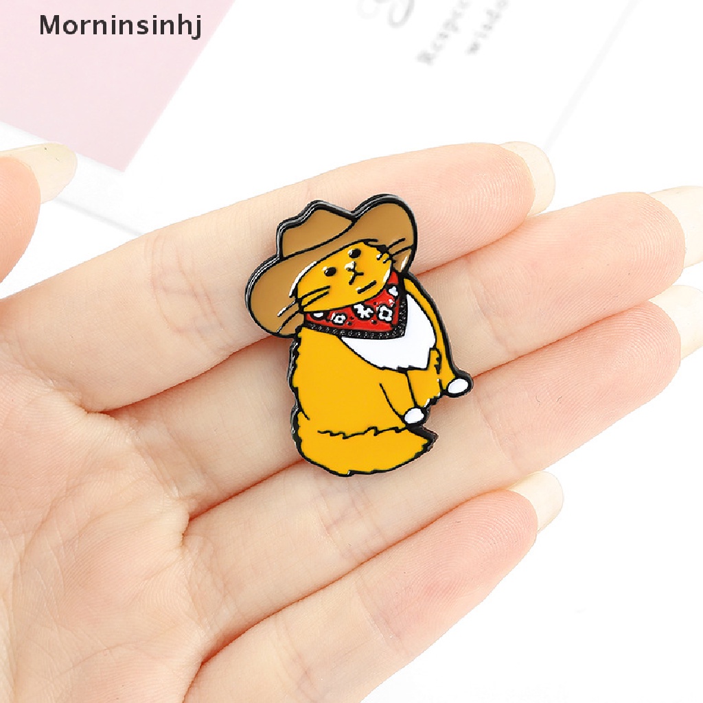 Mornin Koboi Kucing Enamel Pin Hewan Lucu Topi Bros Baju Kerah Tas Lucu Lencana Hadiah id