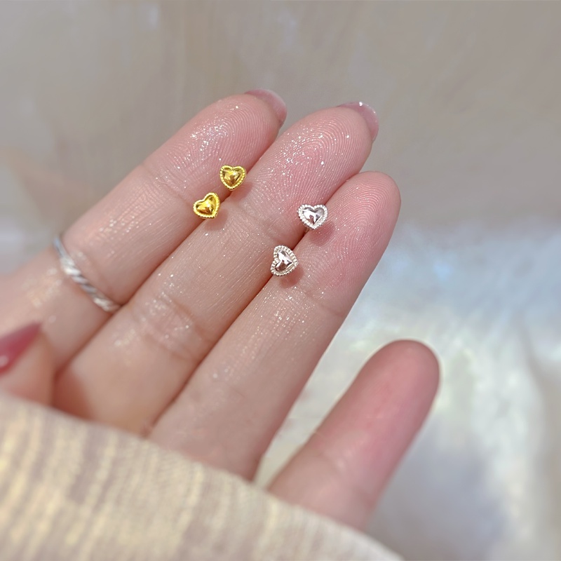 Magic789 Sederhana S925 Perak Hati Kupu-Kupu Bunga Stud Anting-Anting Untuk Wanita Perempuan Korea Bintang Mekar Anting-Anting All-match Telinga Perhiasan Pakaian Sehari-Hari
