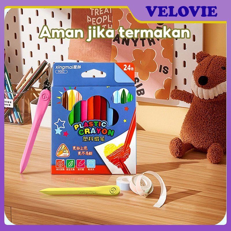 

Krayon sekolah/ krayon 12/18/24/36 warna / crayon non toxic / krayon plastik / krayon anti air / Krayon set