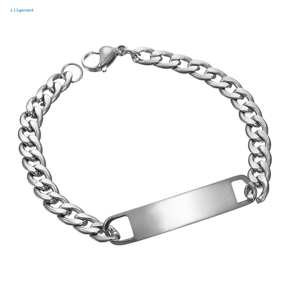 Lilyscent Pria Fashion Mirrored Stainless Steel Rantai Gelang Bangle Pesta Perhiasan Hadiah