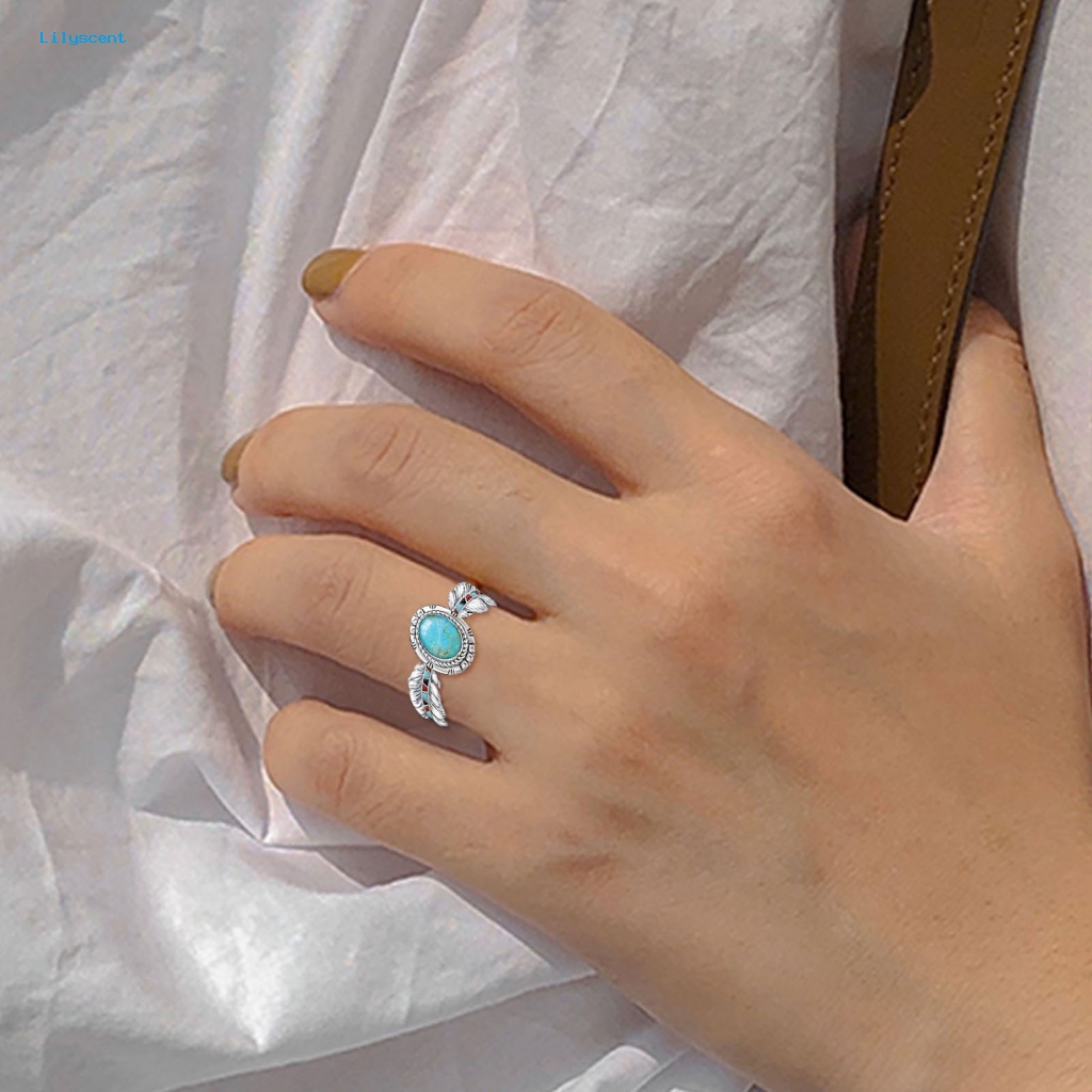 Cincin Vintage Gaya Lilyscent Untuk Perjamuan Dekorasi Turquoise Finger Band Skin-touch