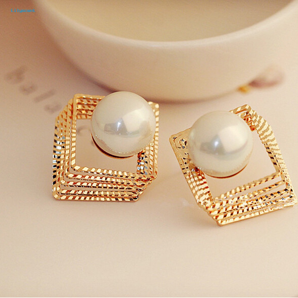 Lilyscent Wanita Fashion Multi-layer Mutiara Imitasi Ear Studs Earrings Pesta Perhiasan Hadiah