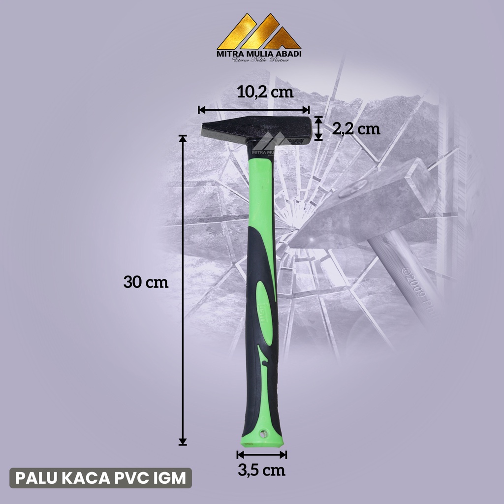 Palu Kaca Gagang Karet/Fiber 300g Merk IGM I Duck Hammers