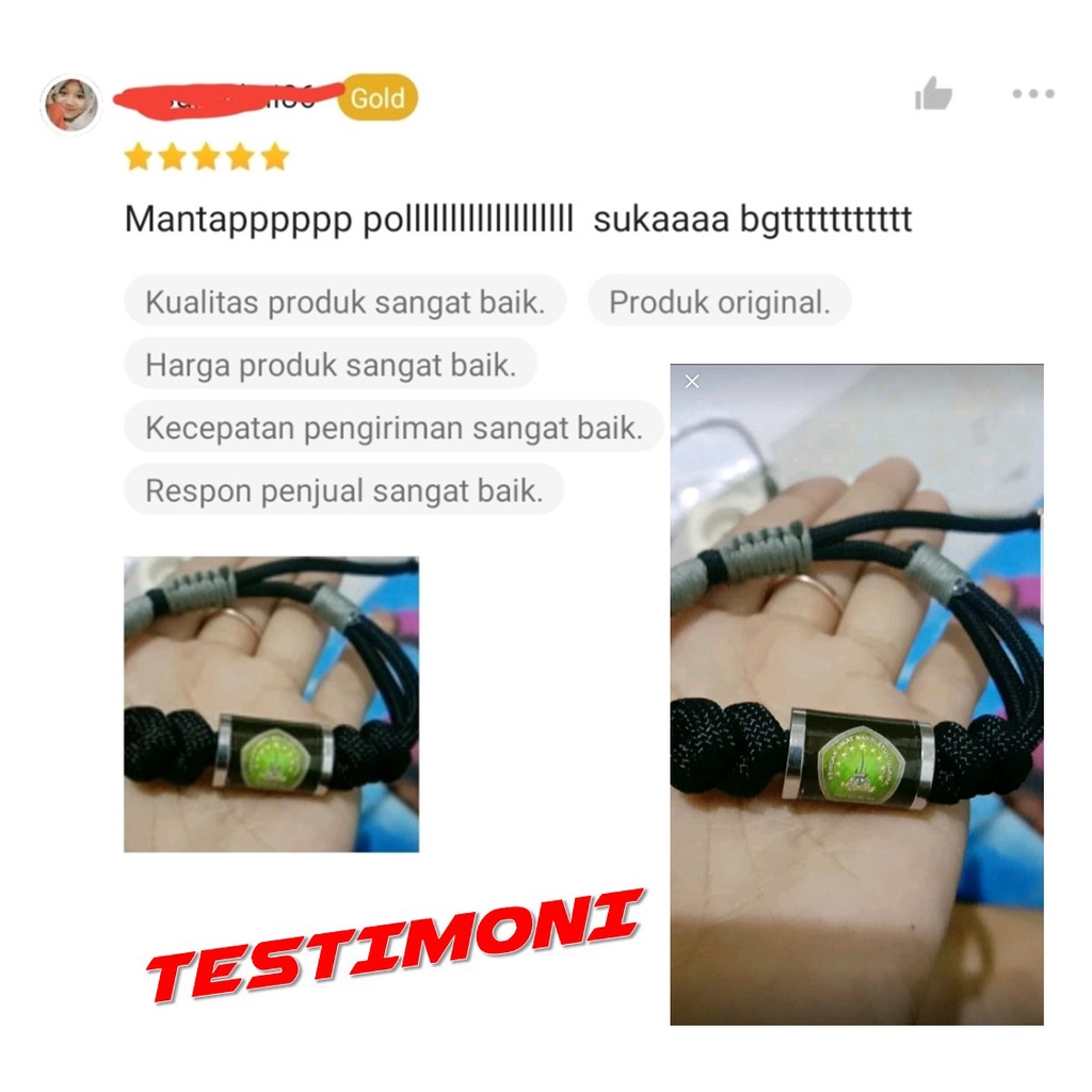 GELANG PAGAR NUSA PENDEKAR PENCAK SILAT PSNU MODEL TALI PARACORD MANIK TABUNG KACA EPOXY STAINLESS EZ Art