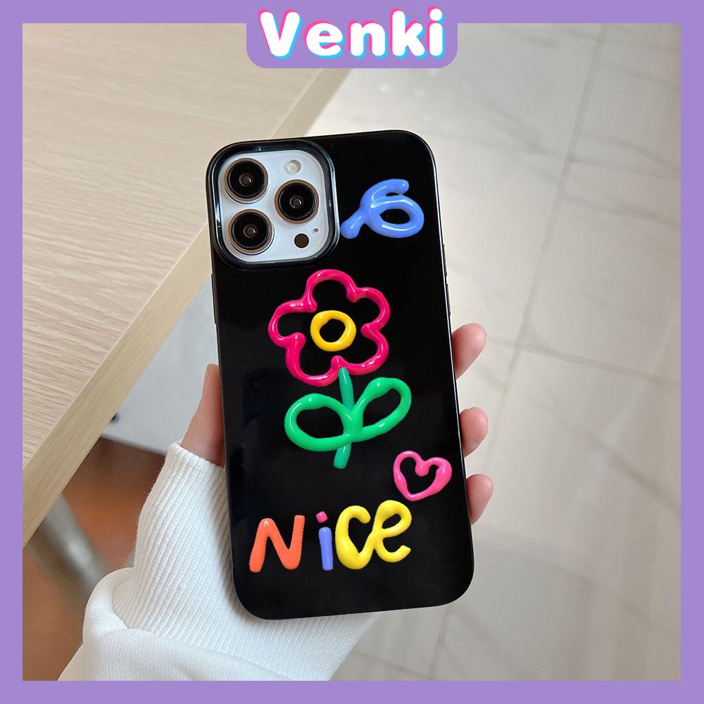 iPhone Case Soft TPU Glossy Black Candy Case Cute Colorful Flowers Camera Protection Shockproof For iPhone 14 13 12 11 Pro Max 7 8 Plus X XR