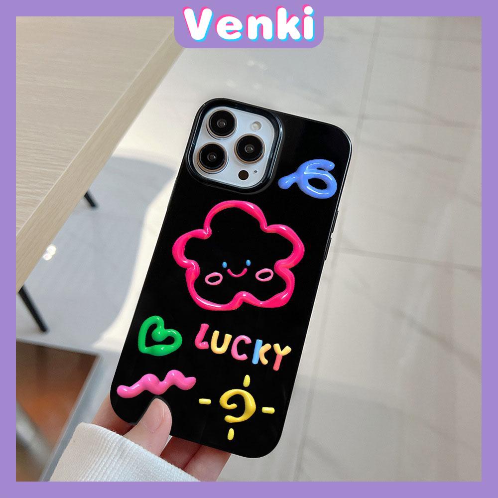 iPhone Case Soft TPU Glossy Black Candy Case Cute Colorful Flowers Camera Protection Shockproof For iPhone 14 13 12 11 Pro Max 7 8 Plus X XR