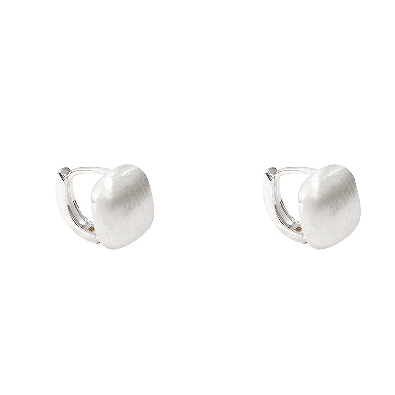 Frosted Brushed Square Earrings Untuk Wanita925 Perak Jarum Ear studs Earring