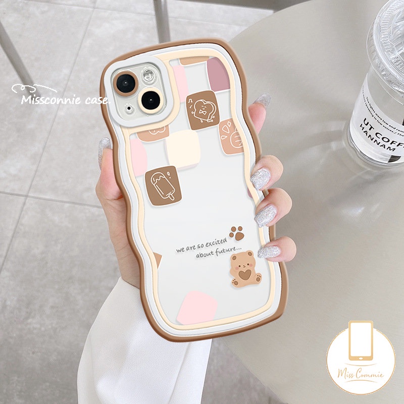 Casing Redmi 10A 10C 12C A1+9T 10a1 9 9A 9C NFC Redmi Note11 8 9s 11s 10s 9 10 11Pro 10Pro Max POCO M3 X3 NFC Pro Mi 11T Pro Soft Wavy Edge Kartun Beruang Lucu Kotak-Kotak Couple Case/Sarung Couple/Sarung Couple/Sarung Couple/Sarung Couple