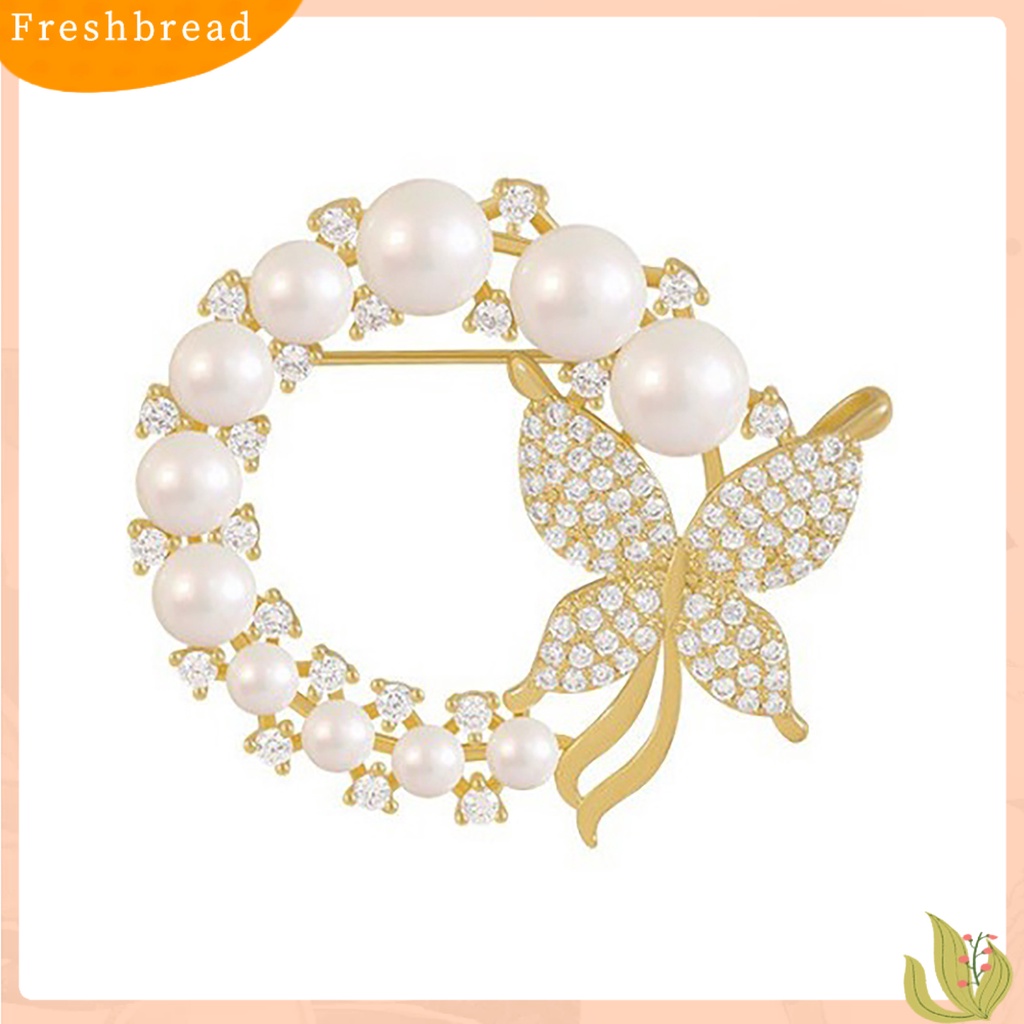 &lt; Freshbread &gt; Bros Round Hollow Out Mewah Bulat Mutiara Imitasi Berlian Imitasi Wanita Brooch Untuk Pacaran