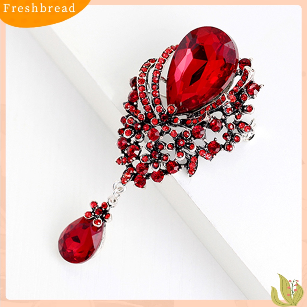 &lt; Freshbread &gt; Bros Pin Besar Berlian Imitasi Desain Berongga Bahan Alloy Engagement Jewelry Brooch Untuk Wanita