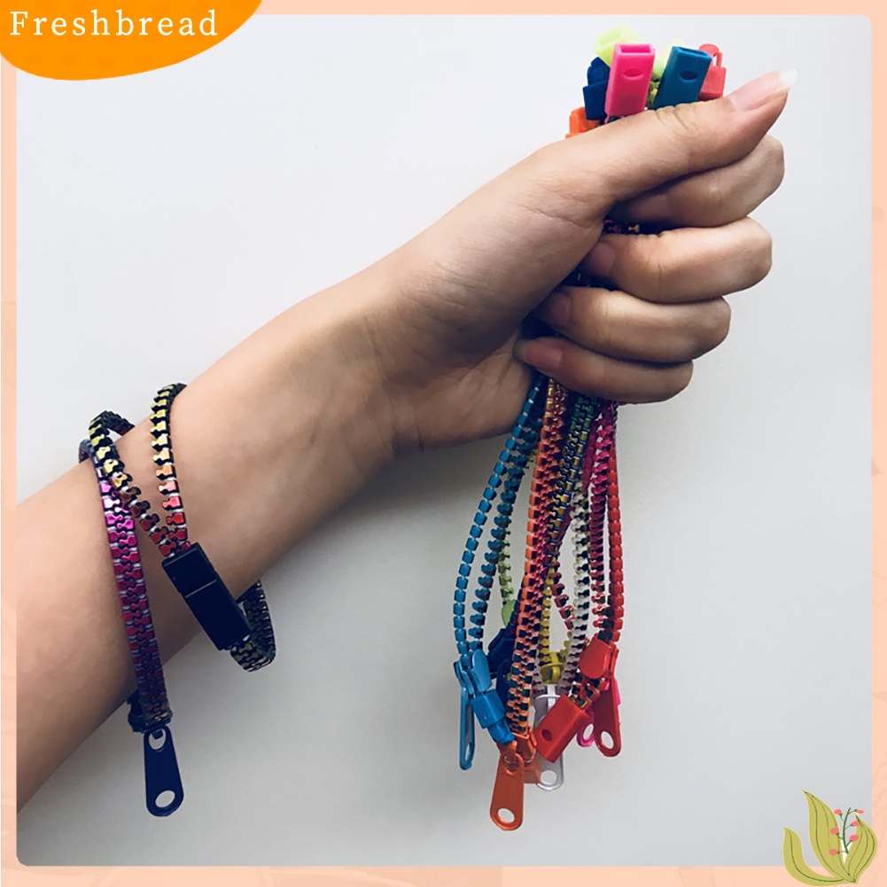 &lt; Freshbread &gt; Warna-Warni Ritsleting Gaya Gelang Pria Wanita Mahasiswa Perhiasan Rantai Tangan Kreatif