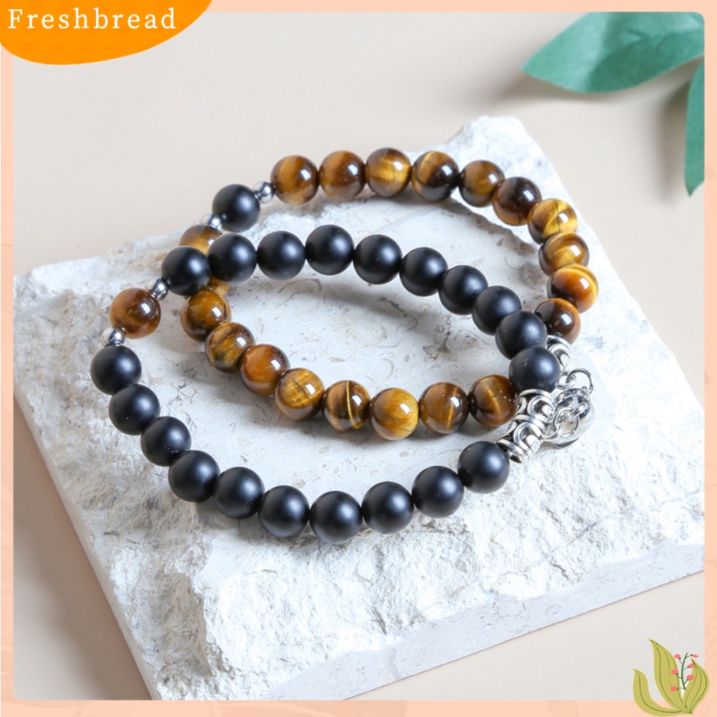 &lt; Freshbread &gt; 2Pcs Gelang Kekasih Manik Dekorasi Hati Ultralight Makna Tiger Eye Stone ic Couple Bracelet Untuk Hari Valentine