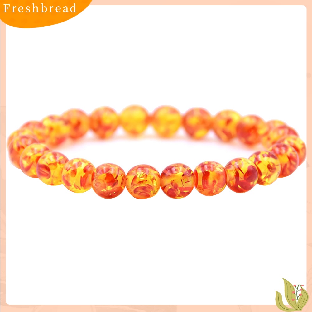 &lt; Freshbread &gt; 8mm/10mm Gelang Manik-Manik Bulat Batu Amber Buatan Pria Wanita Stretch Bangle