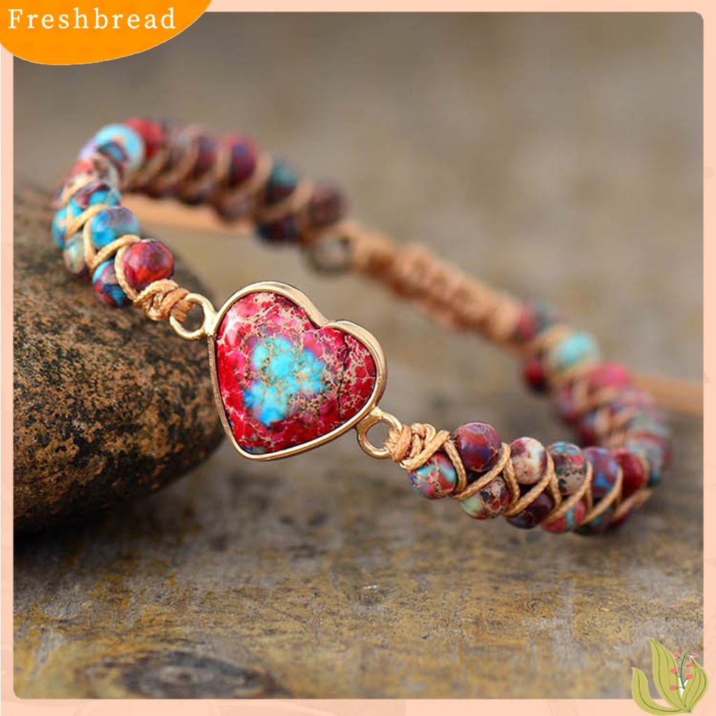 &lt; Freshbread &gt; Gelang Manik-Manik Adjustable Berbentuk Hati Manik-Manik Dua Lapis Buatan Tangan Hias Kepribadian Wanita Perhiasan Hadiah Gelang Tenun Untuk Kehidupan Sehari-Hari