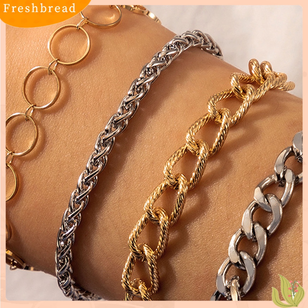 &lt; Freshbread &gt; Gelang Wanita Tebal Punk Simple All Match Gelang Rantai Hollow Untuk Pacaran