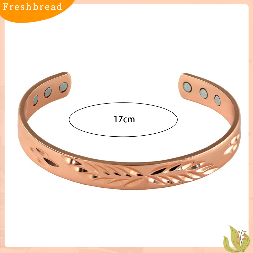 &lt; Freshbread &gt; Opening Bangle Adjustable Electroplating Lebar Elegan Dipoles Hadiah Rose Warna Emas Pria Wanita Motif Daun Cuff Gelang Untuk Harian