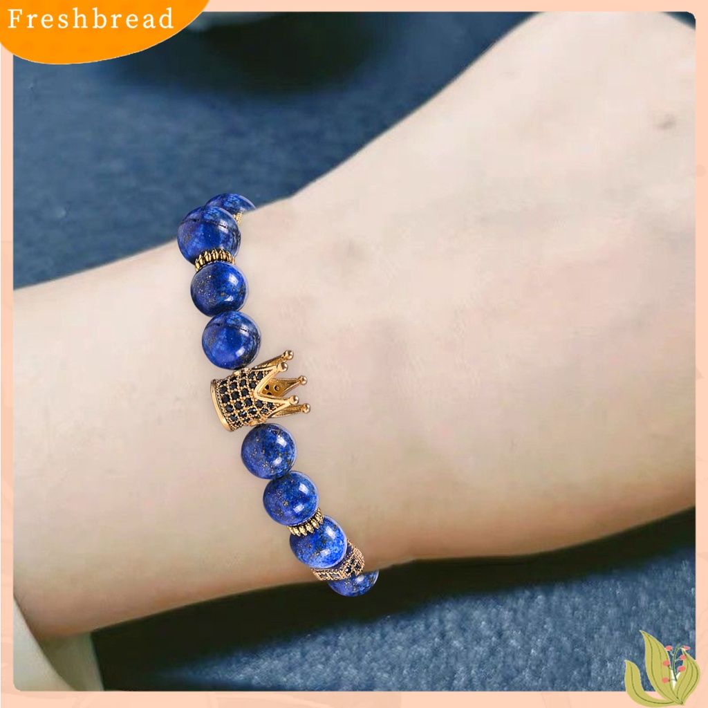 &lt; Freshbread &gt; Pria Gelang Manik-Manik Mahkota Liontin Batu Alam Hexagon Pesona Hias Warna Kontras Unisex Adjustable Wanita Gelang Hadiah