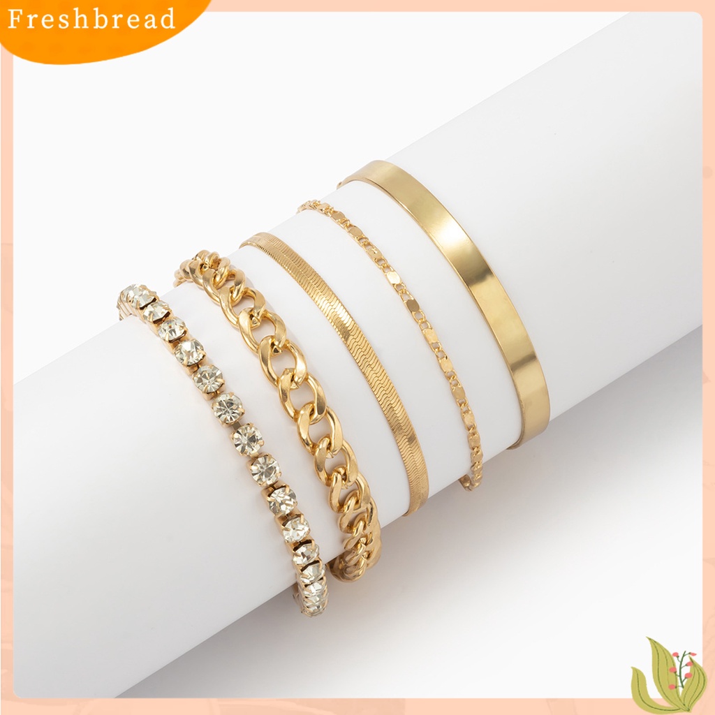 &lt; Freshbread &gt; 5Pcs Gelang Adjustable Vintage Minimalis Geometris Elemen Gelang Set Hadiah Ulang Tahun