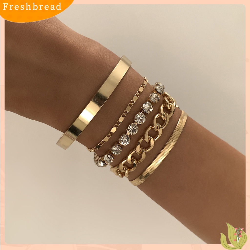 &lt; Freshbread &gt; 5Pcs Gelang Adjustable Vintage Minimalis Geometris Elemen Gelang Set Hadiah Ulang Tahun