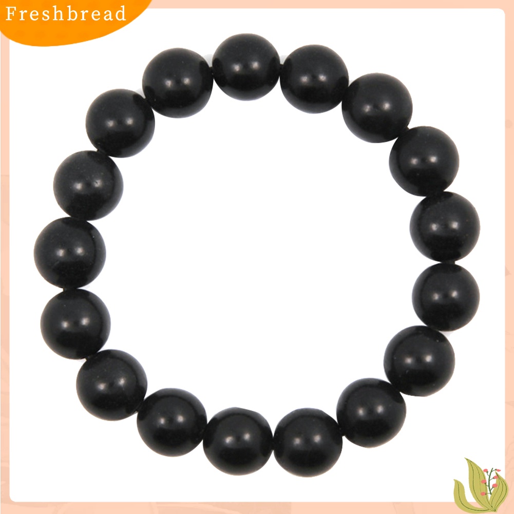 &lt; Freshbread &gt; 8/10mm Manik-Manik Batu Hitam Pesona Gelang Pria Wanita Minimalis Bangle Perhiasan