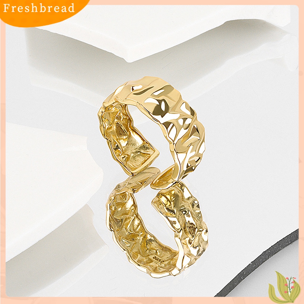 < Freshbread > Cincin Jari Pembukaan Dapat Disesuaikan Gaya Netral Kepribadian Poles Dekorasi Perempuan Cekung-Cekung Tidak Teratur Cincin Lebar Aksesoris Perhiasan