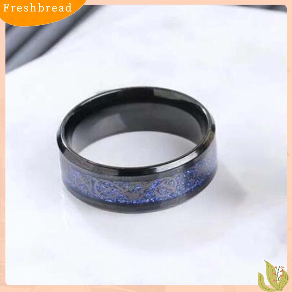 &lt; Freshbread &gt; 2Pcs/Set Cincin Pasangan Permukaan Halus Lebar Paduan Hati Permata Imitasi Garis Biru Jari Rings Pesona Perhiasan