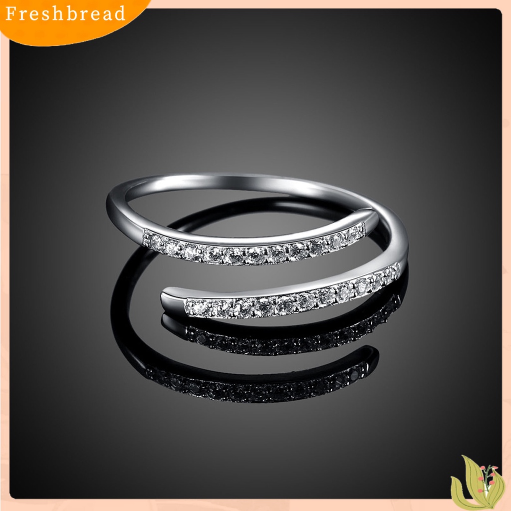 &lt; Freshbread &gt; Opening Ring Adjustable Simple Cincin Wanita Cubic Zirconia Bukaan Perak925 Untuk Tanggal