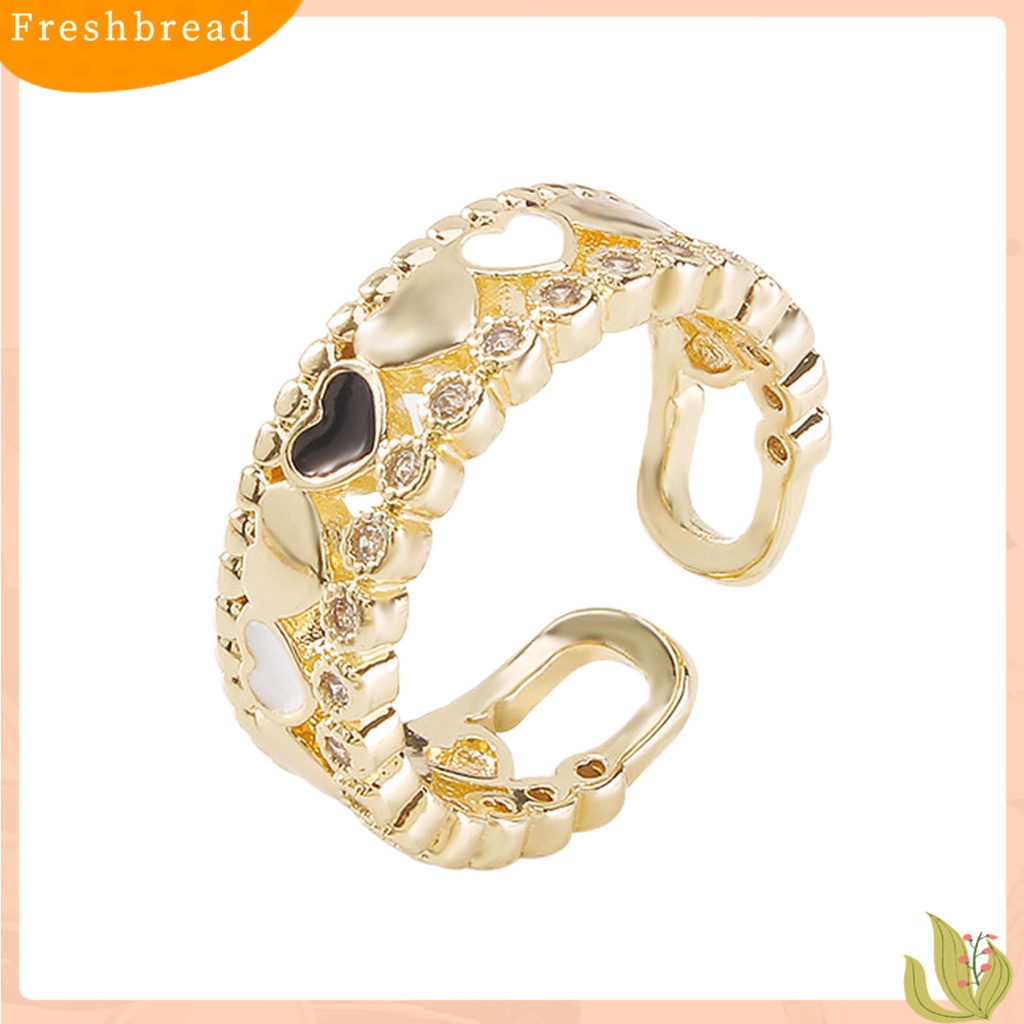 &lt; Freshbread &gt; Wanita Cincin Berongga Keluar Jantung Elegan Bersinar Cubic Zirconia Jari Cincin Perhiasan Aksesori