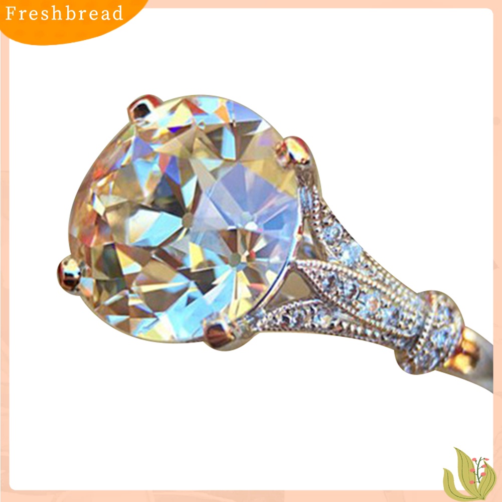 &lt; Freshbread &gt; Fashion Wanita Putaran Besar Cubic Zirconia Pernikahan Pertunangan Jari Cincin Perhiasan