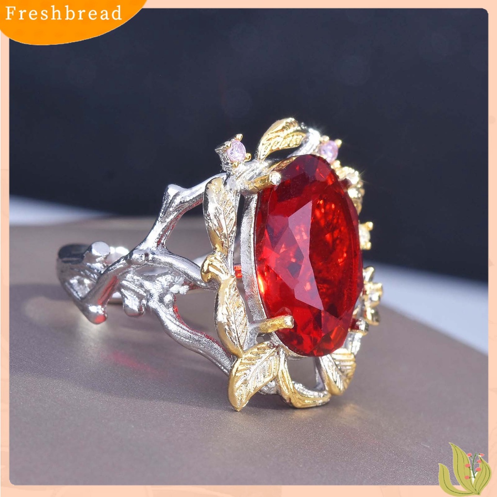 &lt; Freshbread &gt; Cincin Wanita Daun Pembukaan Perhiasan Adjustable Bright Luster Ring Untuk Pakaian Sehari-Hari