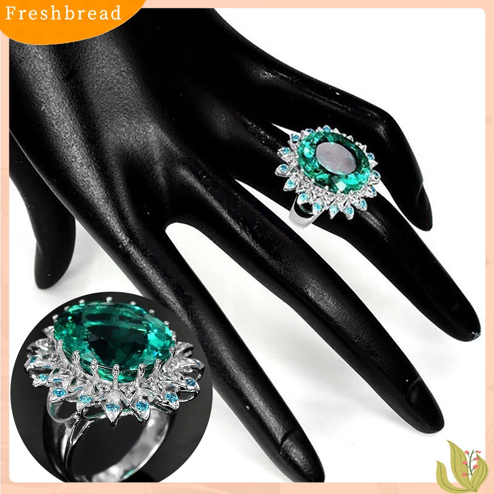 &lt; Freshbread &gt; Elegan Besar Oval Zirkon Wanita Cincin Pesta Perjamuan Pesona Perhiasan Dekorasi Hadiah