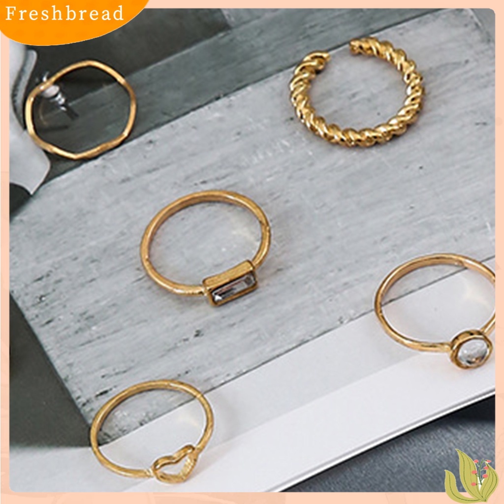 &lt; Freshbread &gt; 14 Pcs Knuckle Rings Heart Bright Luster Unisex Electroplating Stackable Knuckle Rings Aksesoris Perhiasan