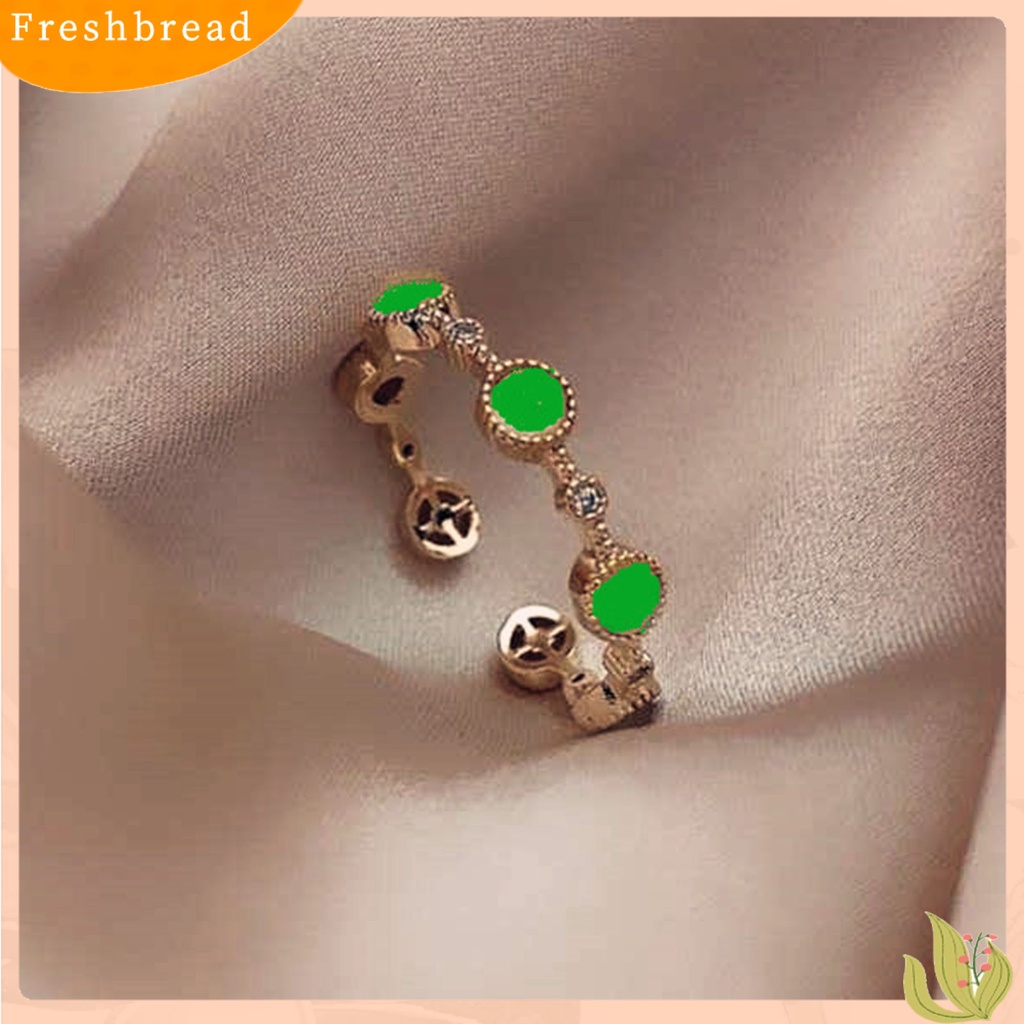 &lt; Freshbread &gt; Tembaga Cincin Terbuka Indah Perhiasan Perempuan Adjustable Opal Jari Cincin Aksesoris Wanita