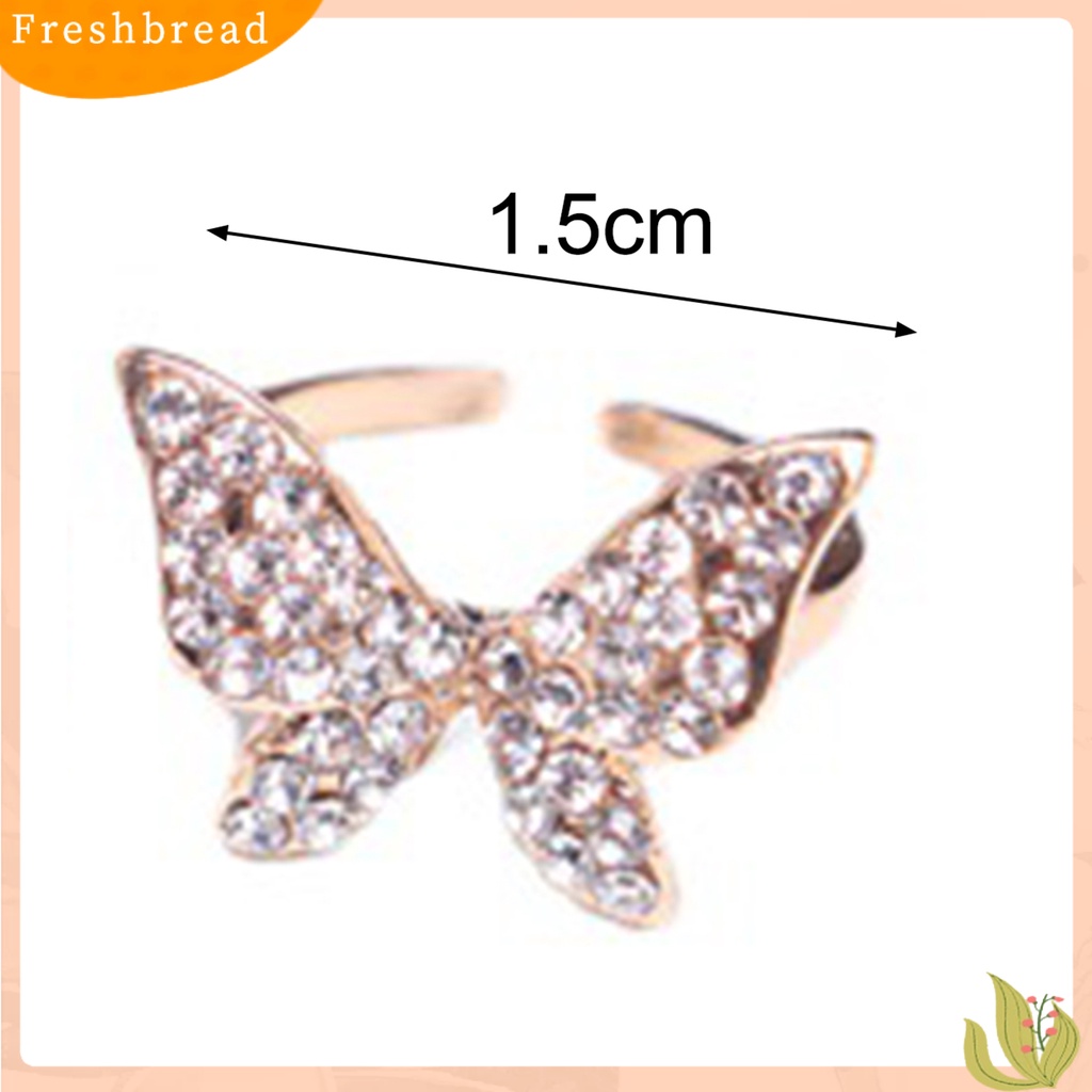 &lt; Freshbread &gt; Cincin Jari Bentuk Indah Bahan Alloy Tahan Karat Wanita Berkilau Butterfly Ring Perhiasan Pernikahan Untuk Lady