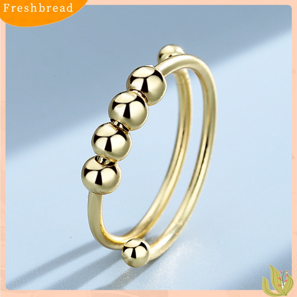 &lt; Freshbread &gt; Cincin Fashion Paduan Ringan Manik Geometris Dekorasi Cincin Terbuka Untuk Kehidupan Sehari-Hari