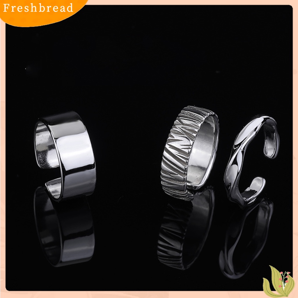 &lt; Freshbread &gt; Lebar Poles Electroplating Halus Pria Cincin Sederhana Baja Titanium Terbuka Jari Band Perhiasan Aksesoris