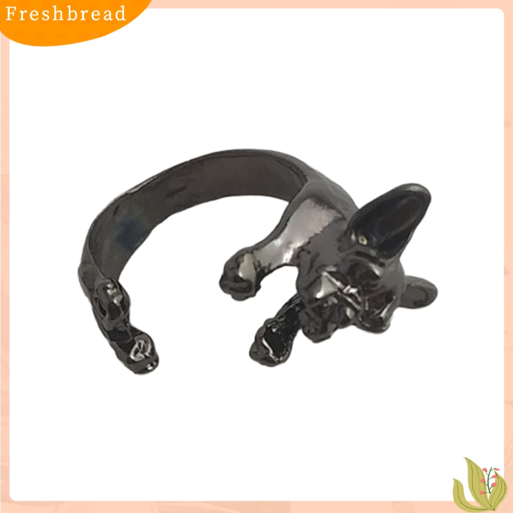 &lt; Freshbread &gt; Adjustable Retro Bulldog Bukaan Cincin Unisex Hewan Lubang Banteng Anjing Punk Perhiasan