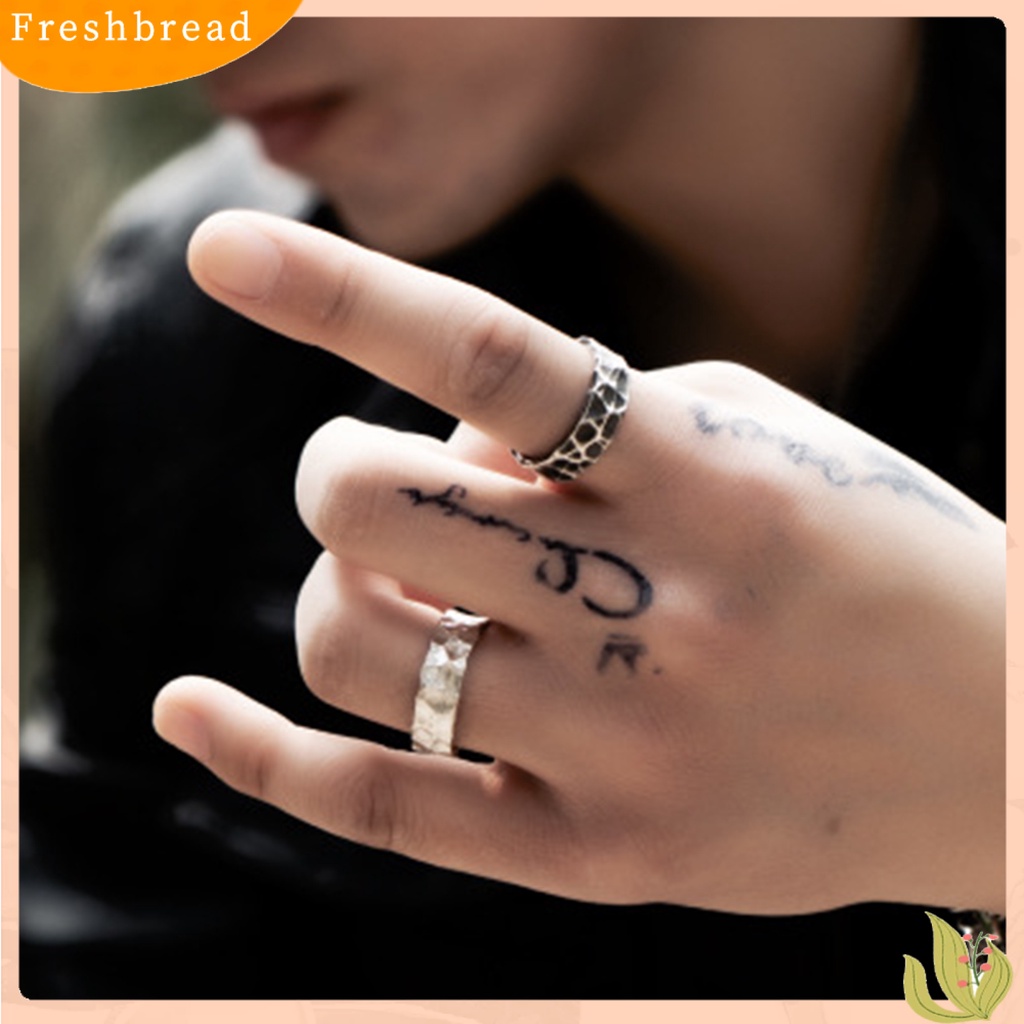 &lt; Freshbread &gt; Pria Terbuka Cincin Tekstur Bening Pola Retak Aksesoris Perhiasan Temperamen Retro Jari Cincin Paduan Perhiasan Perjamuan Pakaian Aksesoris Hadiah Ulang Tahun