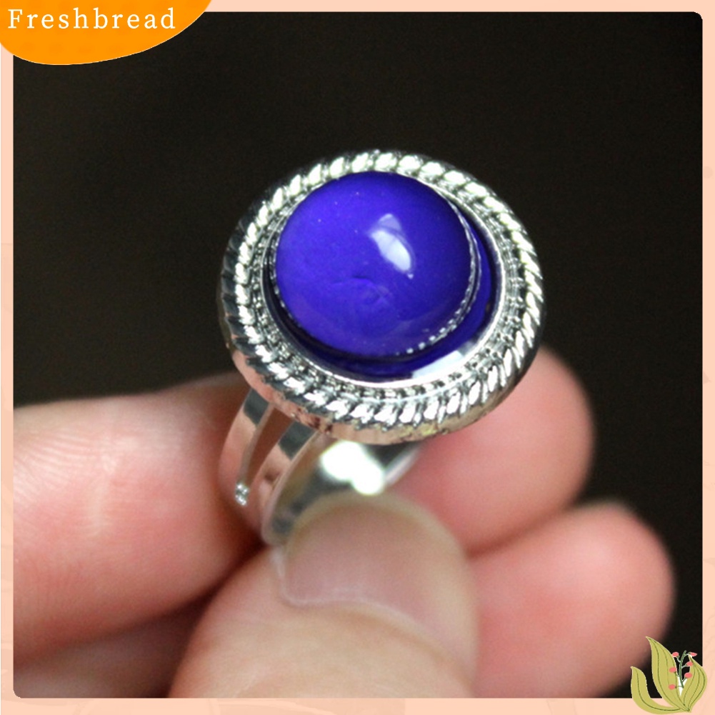 &lt; Freshbread &gt; Fashion Wanita Bulat Permata Imitasi Dapat Disesuaikan Suhu Berubah Warna Mood Cincin Hadiah