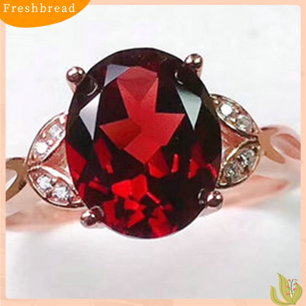 &lt; Freshbread &gt; Cincin Jari Geometris Perhiasan Imitasi Garnet Pembukaan Adjustable Sparkling Ring Untuk Pakaian Sehari-Hari