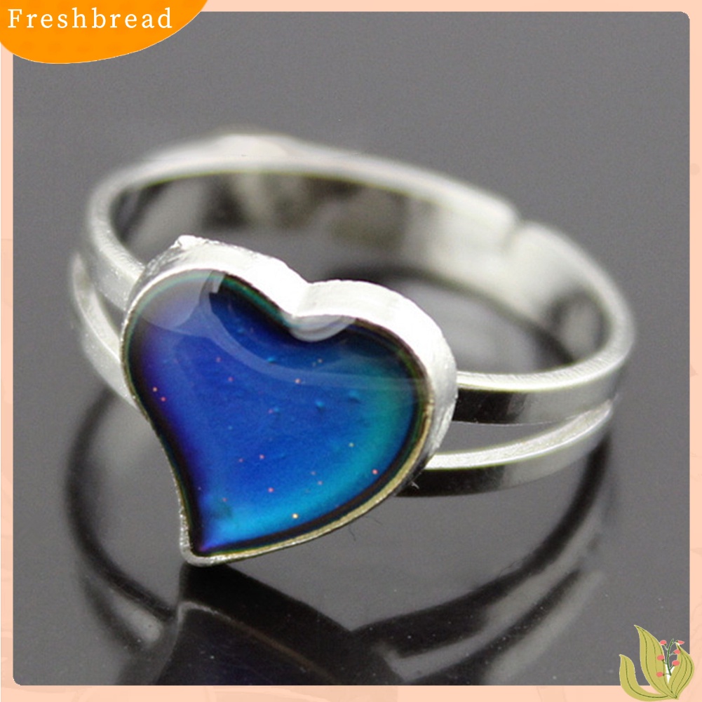 &lt; Freshbread &gt; Unisex Fashion Bentuk Hati Berubah Warna Mood Jewelry Lovers Couple Ring