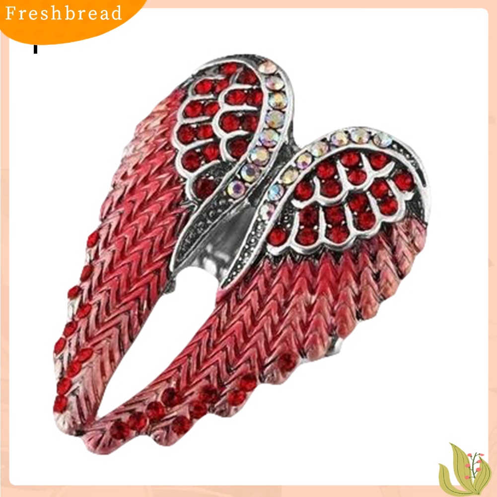 &lt; Freshbread &gt; Lady Fashion Multicolor Berlian Imitasi Sayap Malaikat Pesona Cincin Jari Perhiasan Hadiah