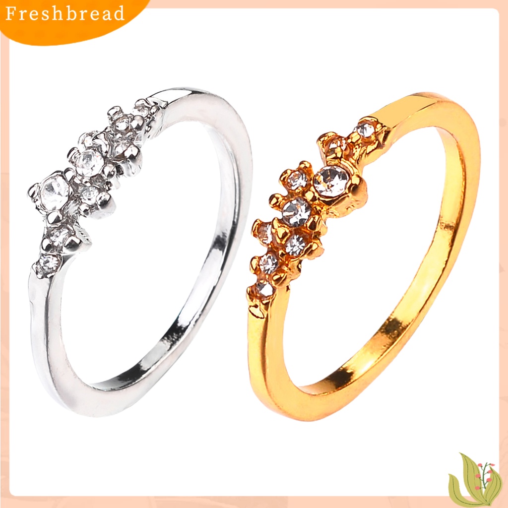 &lt; Freshbread &gt; Wanita Cincin9 Berlian Imitasi Geometris Perhiasan Manis Fashion Penampilan Cincin Jari Untuk Pernikahan