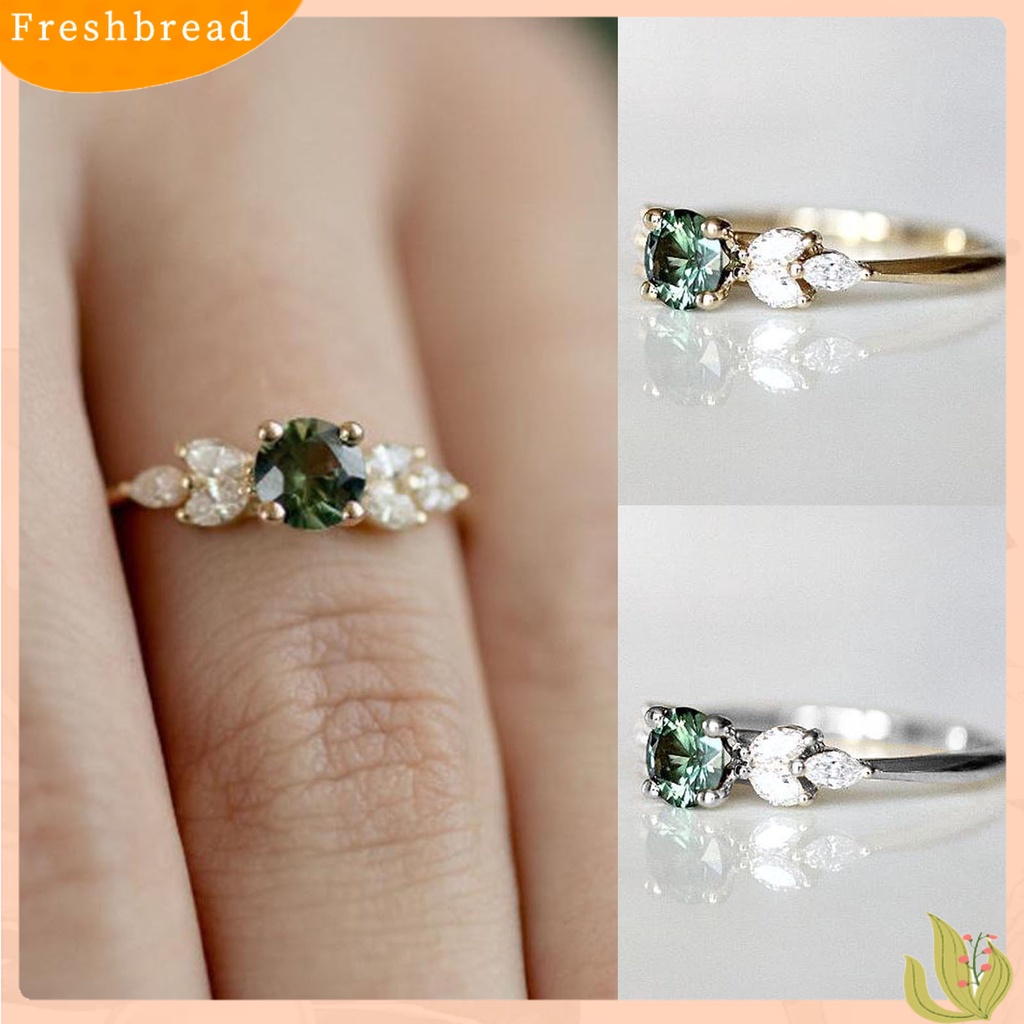 &lt; Freshbread &gt; Lady Finger Ring Indah Berlian Imitasi Hijau Cubic Zircon Female Ring Untuk Pernikahan