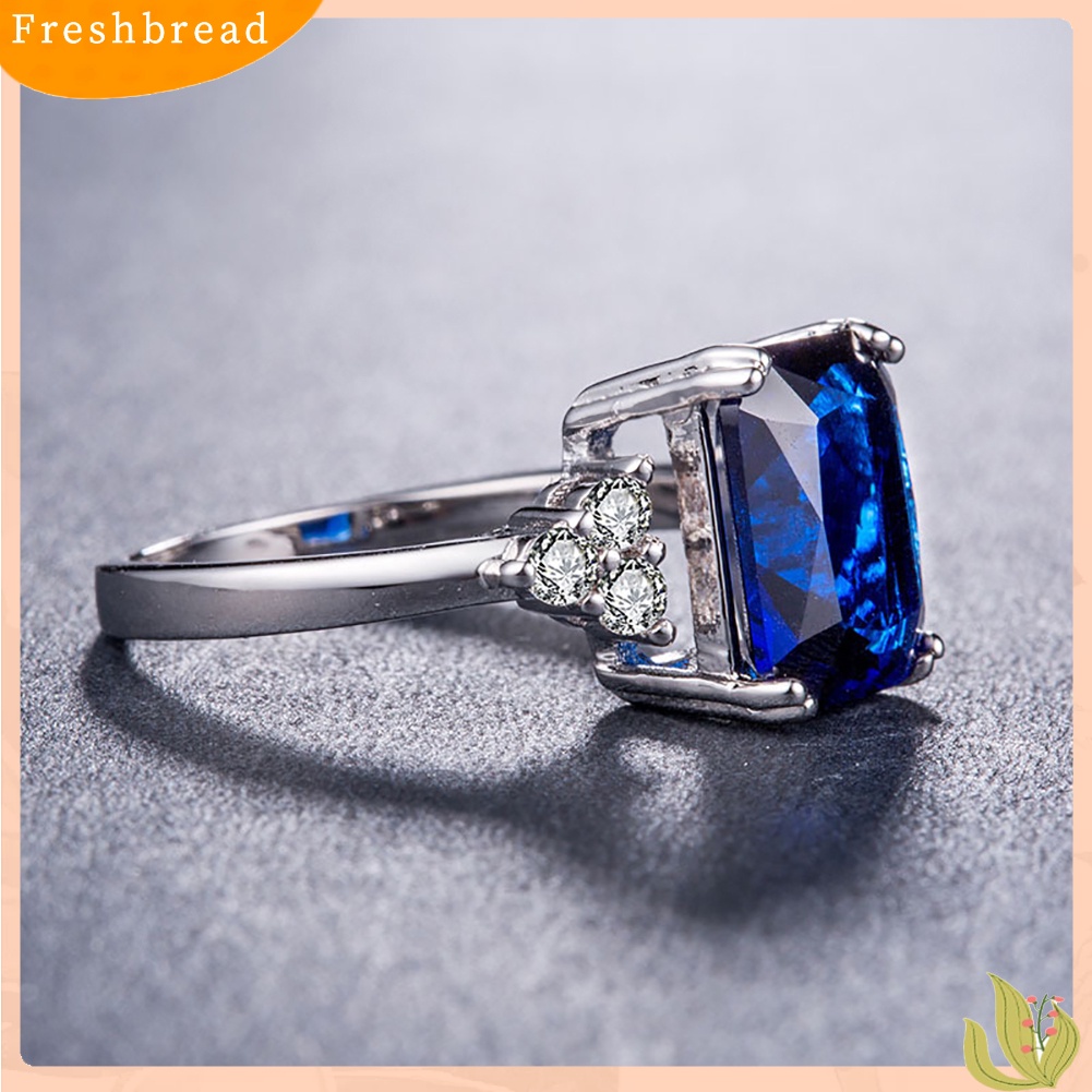 &lt; Freshbread &gt; Fashion Square Cut Cubic Zirconia Berlian Imitasi Cincin Pengantin Pertunangan Perhiasan Hadiah