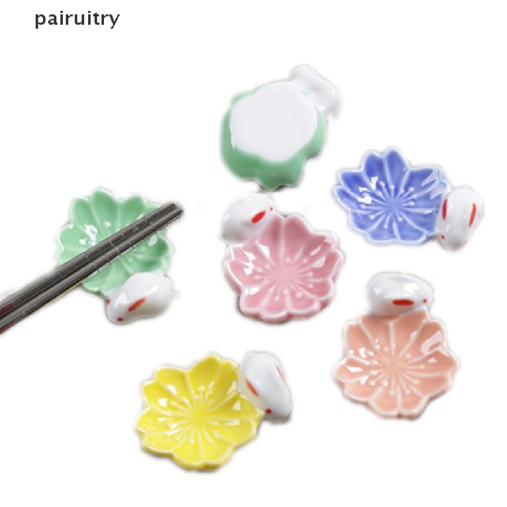 Prt 1pc Keramik Cherry Blossom rabbit Chops Stand Chops Rak Tempat Pulpen PRT