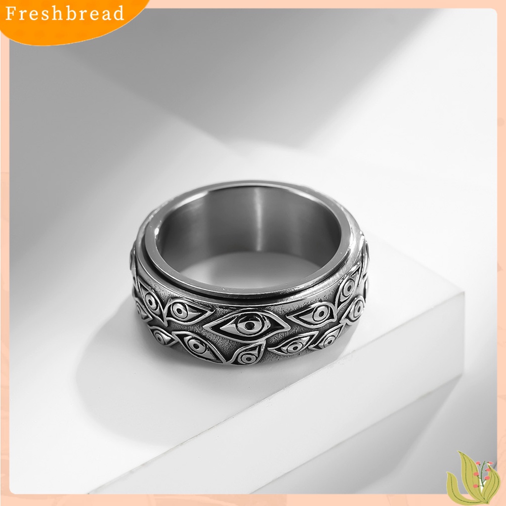 &lt; Freshbread &gt; Pria Cincin God Eye Rotatable Unisex Bulat Semua Cocok Jari Cincin Untuk Pacaran